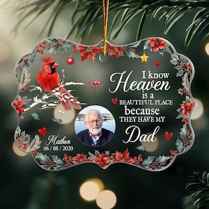 Custom Photo Memorial Ornament, Loss of Father Gift, Dad Remembrance Christmas Ornament, Memorial Day Ornament, Mom Loss Ornament