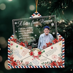 Custom Photo Memorial Ornament, Loss of Father Gift, Dad Remembrance Christmas Ornament, Memorial Day Ornament, Mom Loss Ornament
