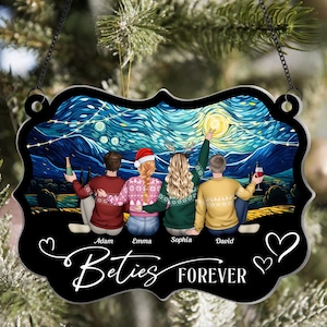 Besties Forever BFF Gift, Personalized Friend Window Hanging Suncatcher Ornament, Gift For Friends, Besties, Holiday Decor, Friendship Gift