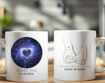 The Night The Stars Aligned Mug, Personalized Mug, Custom Date Location Stars, Our First Date Mug, Night Sky, Couple Gift