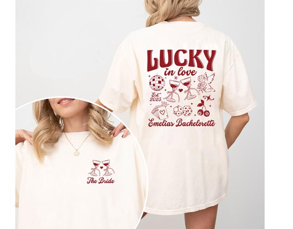 Lucky in Love Shirts, Las Vegas Bachelorette Party Shirt,Casino Themed Shirt,Personalized Bride Shirt, Bridal Party Gift,Matching Bach Shirt