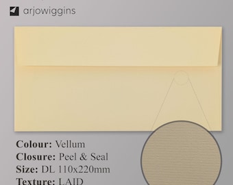 Conqueror Vellum DL Envelopes: 120gsm Laid, Peel & Seal (110x220mm)