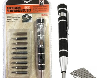 Precision Screwdriver Set - 9 Piece Torx Philips with Aluminium Driver