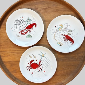 Crown Devon Oceania Porslinstallrikar Set om 3 / Vintage engelsk design 1950-tal
