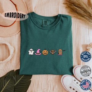Embroidered Halloween Shirt, Embroidered Shirt, Halloween Shirt, Minimalist Halloween Shirt, Halloween Gift, Comfort Colors Tee, Cute Shirt