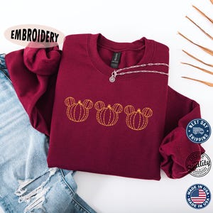 Mickey Halloween Pumpkins Embroidered Sweatshirt, Halloween Sweatshirt, Disneyland Halloween Hoodie, Fall Autumn Sweatshirt, Spooky Disney