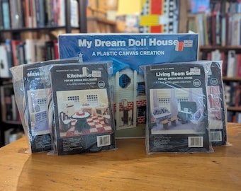Dream Doll House and Accessories - Plastic Canvas Creation (1990s)