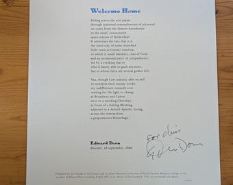Edward Dorn - "Welcome Home" - Limited Edition Signed Print