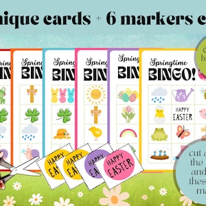 Bingo Spring 6er-Kartenpaket - Frühlings-Bingo-Aktivitätsblatt im farbenfrohen illustrativen Stil