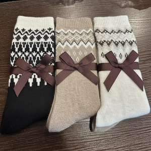 Calcetines de mujer de mezcla de lana, set de regalo de invierno nórdico de 6 pares imagen 10