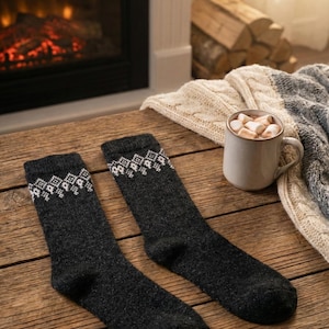Calcetines de mujer de mezcla de lana, set de regalo de invierno nórdico de 6 pares imagen 9