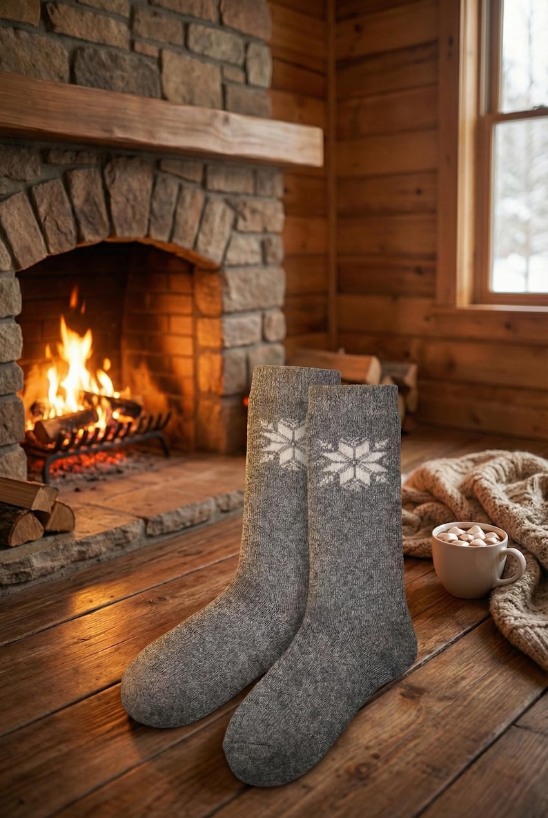 Calcetines de mujer de mezcla de lana, set de regalo de invierno nórdico de 6 pares imagen 6