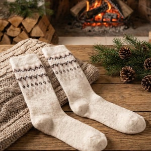 Calcetines de mujer de mezcla de lana, set de regalo de invierno nórdico de 6 pares imagen 8