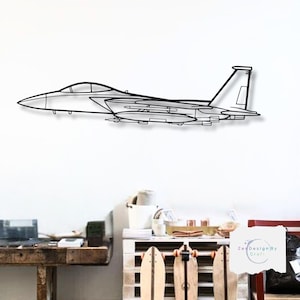 Decoración de avión F 15 Eagle, arte de pared de metal de aviación, decoración de aviones 3D para el hogar, la oficina, el garaje, regalo para pilotos y amantes de la aviación
