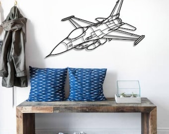 F-16 Fighting Falcon Metal Wall Art, Supersonic Jet Aviation Decor, Legendary Collector Gift