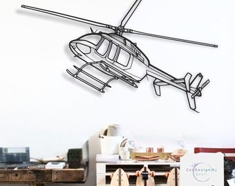 407 GX Helicopter Wall Decor  , Aviation Metal Wall Art , 3D Aircraft Decor for Home, Office, Garage  Gift for Pilots & Aviation Lovers