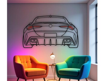 ネオンカーメタルウォールアート | 車のウォールアート | 車好きへのギフト | 車のギフトデコレーション | 男の隠れ家 | メタルウォールアート | メタルカースポーツデザイン