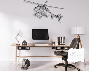Bell 407 PX Hubschrauber Flugzeug Metall Wand Kunst Luftfahrt Geschenk für Pilot Enthusiasten Display Stück