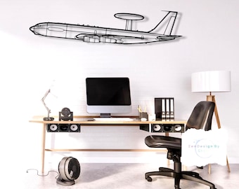 E-3 セントリー AWACS スチール製飛行機サイン、工業用パーソナライズメタル吊り下げサイン