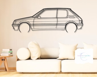 205 GT Metal Car Wall Art, Iconic Hot Hatch with Classic Rally Inspired Performance Design, Modern Garage or Home Decor, Gift for Car Lovers