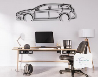 V60 Metal Car Wall Art, High-Performance Sporty Wagon with Sleek Lines and Elegant Design, Perfect Garage or Home Decor