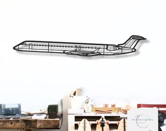 CRJ900 Metal Wall Decor, Commercial Pilot Office Ornament, Modern Airliner Sculpture