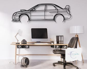 STI GD Detailed Metal Car Wall Art, Iconic JDM Rally Automotive Design for Car Lovers, Performance Inspired Decor, Gift for Him