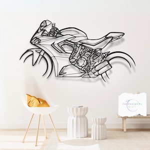950S 2022 Metal Motorcycle Wall Art: Laser Cut Steel, Garage Decor