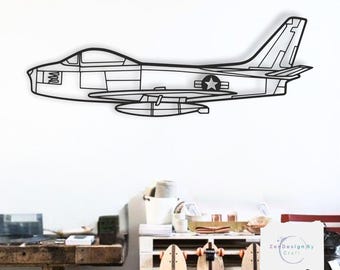 F-86セイバーのメタルウォールアート、朝鮮戦争ジェット機の装飾、ビンテージアビエーターウォールレジェンド