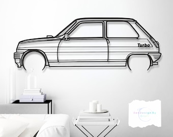5 Alpine Turbo 1983 Metal Car Wall Art, Iconic Rally Inspired Hot Hatch with Turbo Power, Retro Garage Decor, Gift for Car Lovers