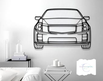 V Front View Metal Wall Art for Garage or Man Cave, Gift for Him or Dad, Car Guy Decor, Performance Car Enthusiast Wall Sign