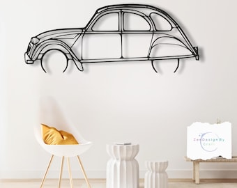 2CV 1966 Metal Car Wall Art, Classic Vintage Compact with Iconic Retro Design, Modern Garage or Home Decor, Gift for Car Lovers