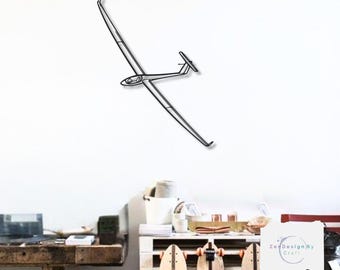 Glider Metal Airplane Decor , Aviation Metal Wall Art , 3D Aircraft Decor for Home, Office, Garage  Gift for Pilots & Aviation Lovers