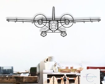 ツインオッター航空機の壁掛けアート、3Dスチール製パーソナライズオフィス装飾
