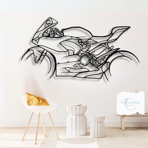 Panigale V2 2021 Metal Motorcycle Wall Art: Laser Cut , Garage Decor