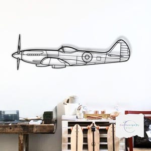 Spitfire Mk XIV Decor , Aviation Metal Wall Art , 3D Aircraft Decor for Home, Office, Garage  Gift for Pilots  Aviation & enthusiast