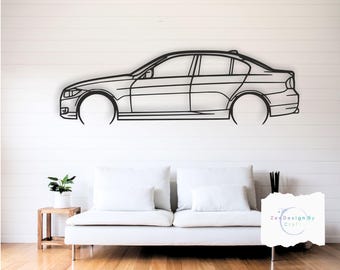 E90 2012 Metal Car Wall Art, Sport Sedan Design with Executive Performance Detail, Modern Garage or Home Decor, Premium Gift for Car Lovers