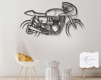Thruxton tfc Metal Motorcycle Wall Art: Laser Cut ,3D Garage Decor