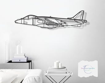 ハリアーGR7メタルウォールアート、VTOLジャンプジェット装飾、RAF攻撃戦闘機ウォールレジェンド