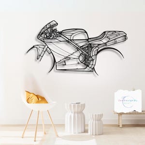 996s 2001 Metal Motorcycle Wall Art:3D Laser Cut Steel, Garage Decor