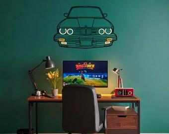 ネオンカーメタルウォールアート | 車のウォールアート | 車好きへのギフト | 車のギフトデコレーション | 男の隠れ家 | メタルウォールアート | メタルカースポーツデザイン
