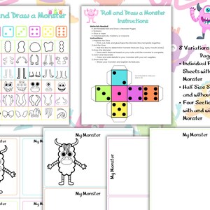 Digital Printable Kids Activitity Roll and Draw a Monster Activity ...