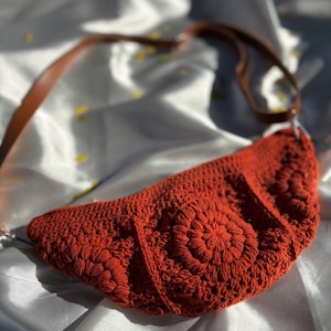 Sling Bag, Crochet Fanny Pack, Granny Square Crossbody Bag, Mustard Waist Bag, Crochet Purse, Floral Bum Bag, Hobo Hip Bag, Messenger Bag