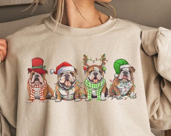 English Bulldog Sweatshirt, Dog Lover Gift, Holiday Sweaters, Christmas English Bulldog Shirt, Christmas Crewneck, Dog Mom Shirt, Xmas Shirt