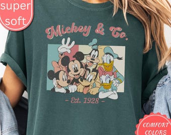 Comfort Colors® Vintage Mickey & Co 1928 T-Shirt | Retro Mickey and Friends Family Shirt, Disney Tee, Disneyland Shirt,Disney Characters Tee