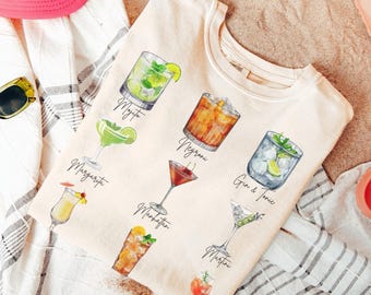 Comfort Colors® Cocktails with Name Shirt | Drinking Shirt, Cocktail Gifts, Bachelorette Merch, Bartender Tee, Fresh Cocktail Shirt, Martini