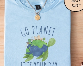 Camiseta "Go Planet It's Your Day" / Camiseta "Día de la Tierra para todos los días", camiseta "Tortuga marina", camiseta "Salva la Tierra", camiseta "Amante de la naturaleza", regalo del Día de la Tierra