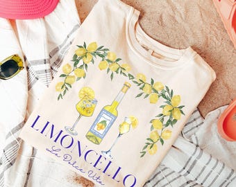 Comfort Colors® Retro Limoncello Shirt | La Dolce Vita Shirt, Refreshing Lemon Graphic Shirt, Cocktails Tee, Lemon Shirt, Italy T-Shirt
