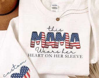American Mama Sweatshirt | Retro Mama America Tee, 4th of July TShirt, American Mama, Womens USA Crewneck Sweatshirt, Patriotic Mama Sweater