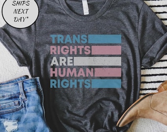 Trans Right Are Human Rights Shirt | Transgender Pride T-Shirt, LGBTQIA Rights Top, Trans Lives Matter Shirt Gift, Pride Month, Human Rights
